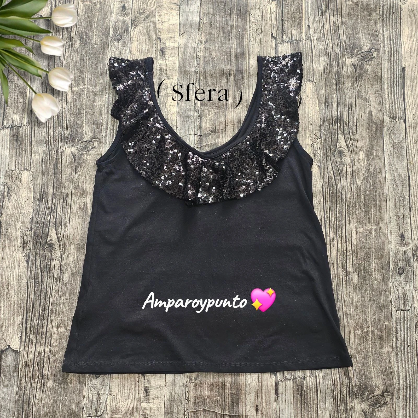 💘Top negro lentejuelas 💘